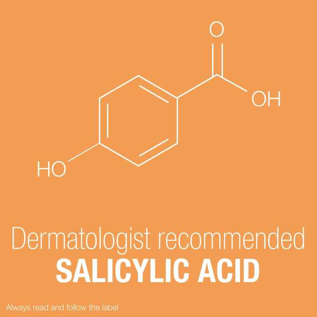 Image portant la mention « acide salicylique recommandé par les dermatologues »