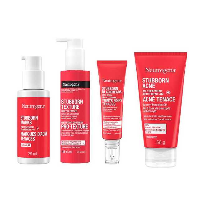 4 produits NEUTROGENA® pour le traitement de l'acné tenace et des marques d'acné 